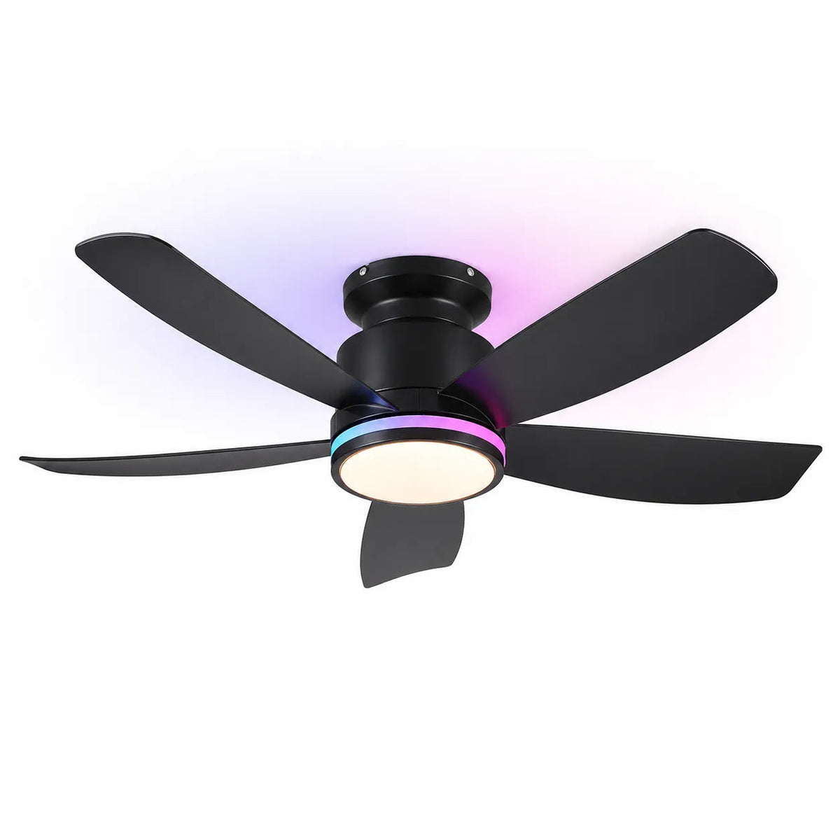Surtime 8233 41 inch RGB flush mount ceiling fan with light in black finish