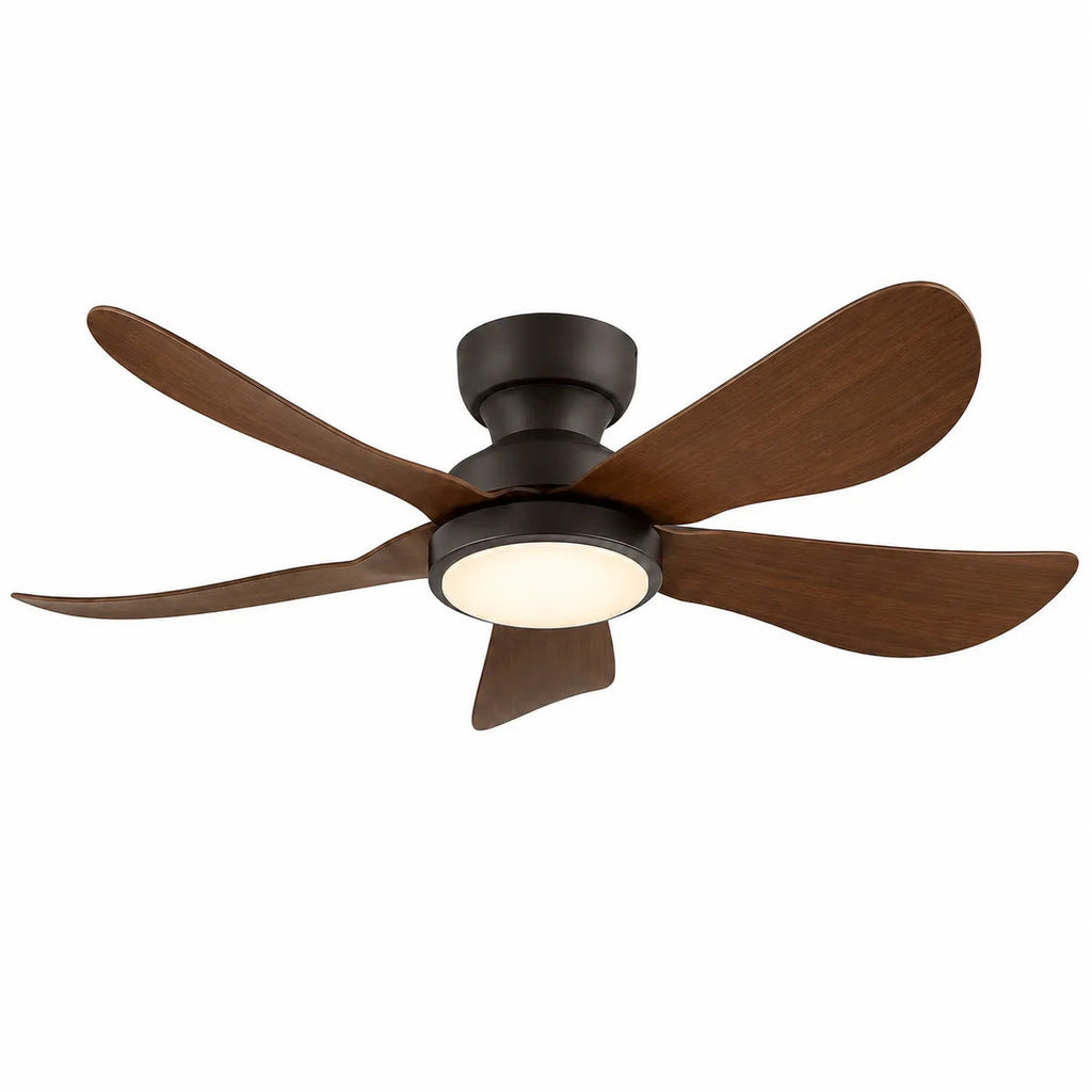 Surtime 8922 standard LED low profile ceiling fan with light in brown finish