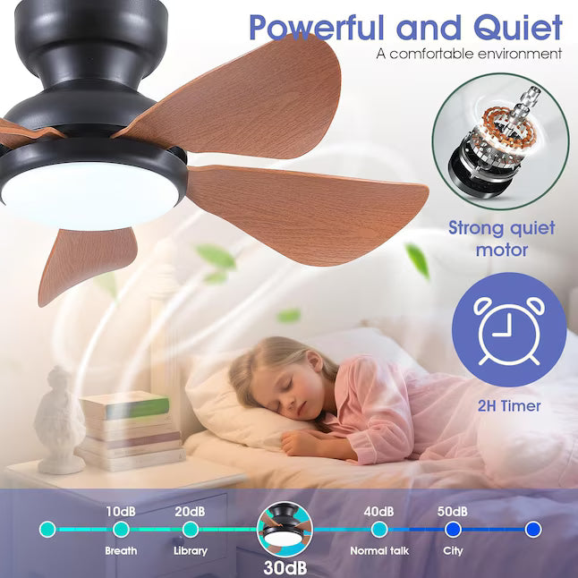 Quiet DC motor on Surtime 8922 standard LED ceiling fan with light