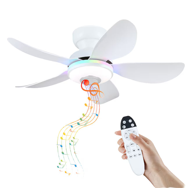 Surtime 8922 white RGB Bluetooth low profile ceiling fan with light and remote control
