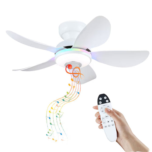Surtime 8922 white RGB Bluetooth low profile ceiling fan with light and remote control