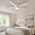 Luma Ring white RGB flush mount ceiling fan with dimmable LED light 